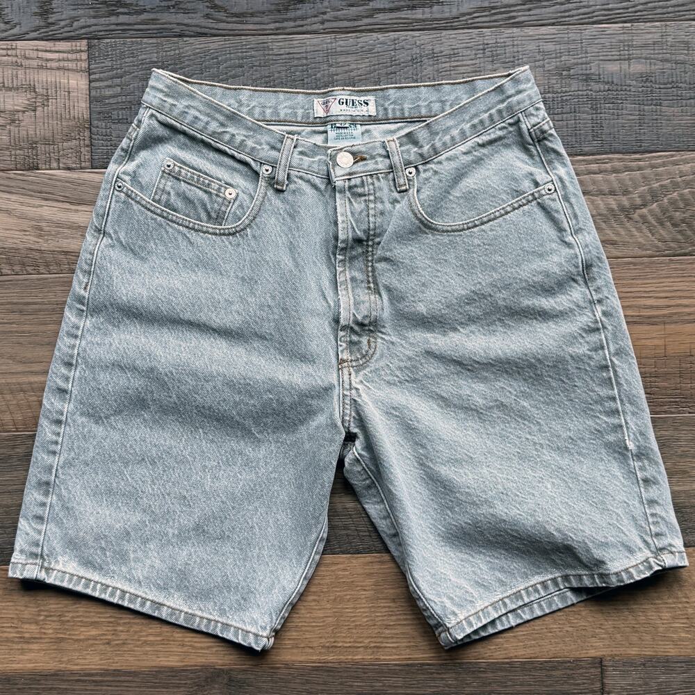 Vintage '90s Guess Products Made in USA Light Gray Loose Jean Shorts